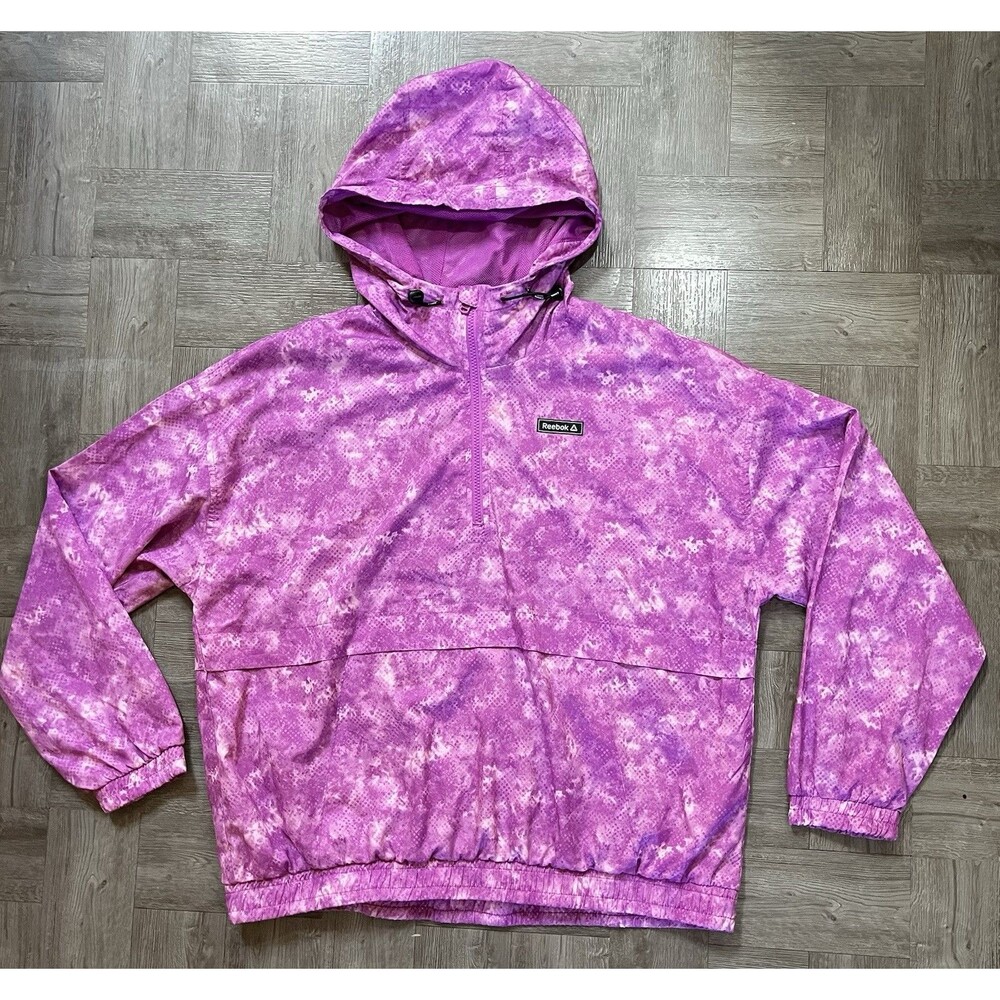 Reebok Running Women's XL Half-Zip Pullover Sprinter Jacket Pink Cattleya Orchid